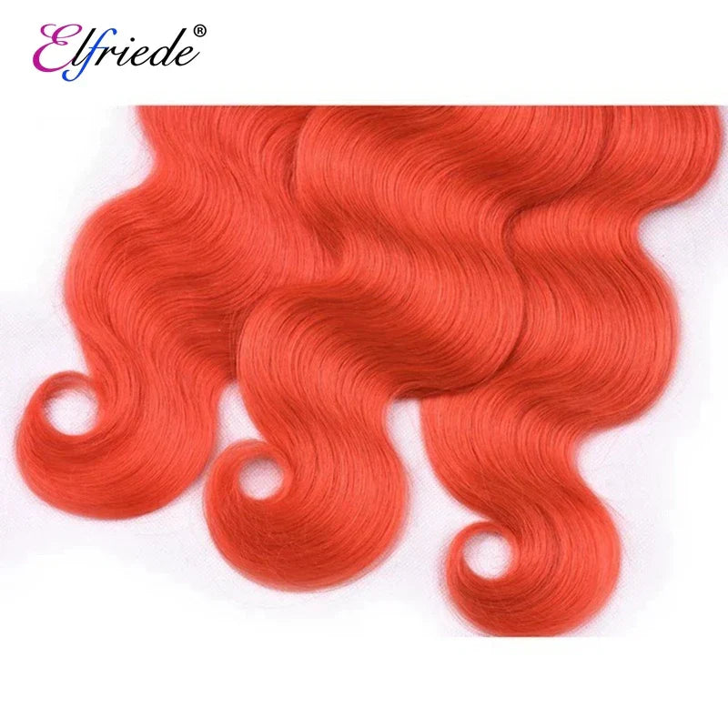 Elfriede #Orange Red Body Wave Colored Hair Bundles
