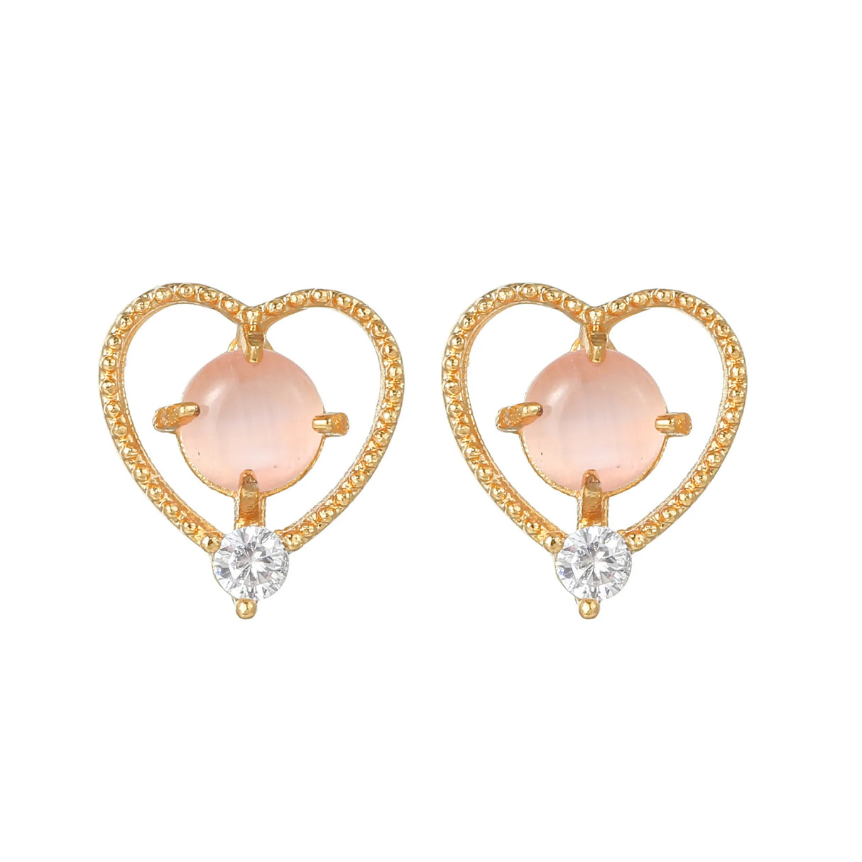 New Ins Pink Heart Zircon Stud Earring For