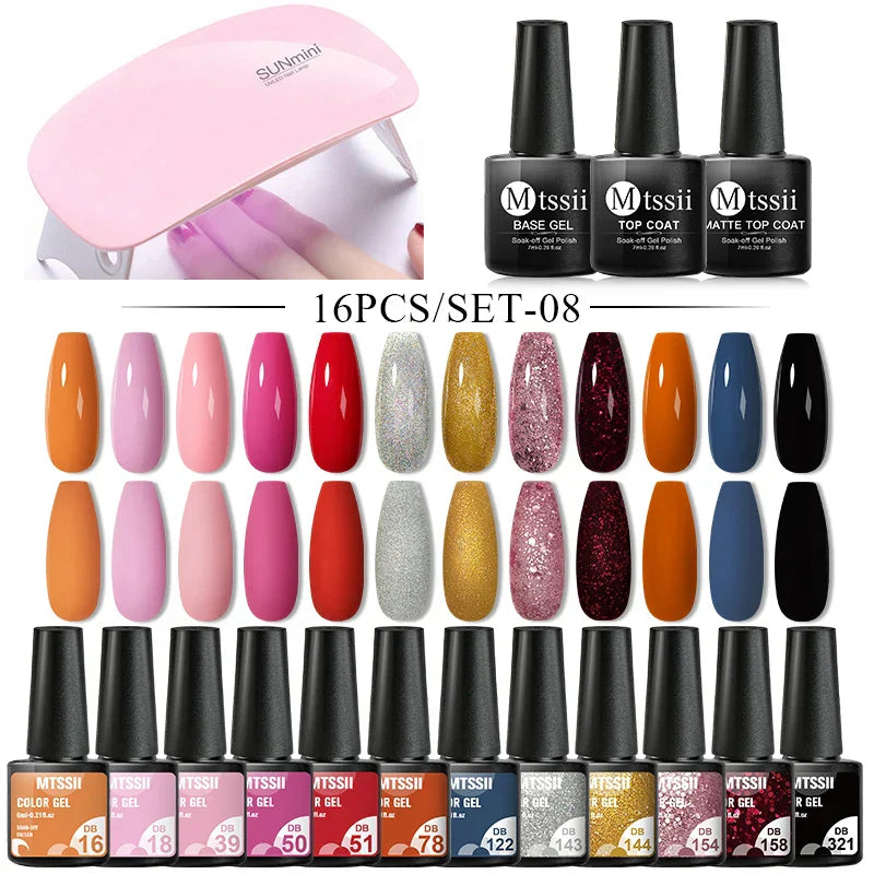 Mtssii 13/16Pcs Gel Nail Polish Set With 36W