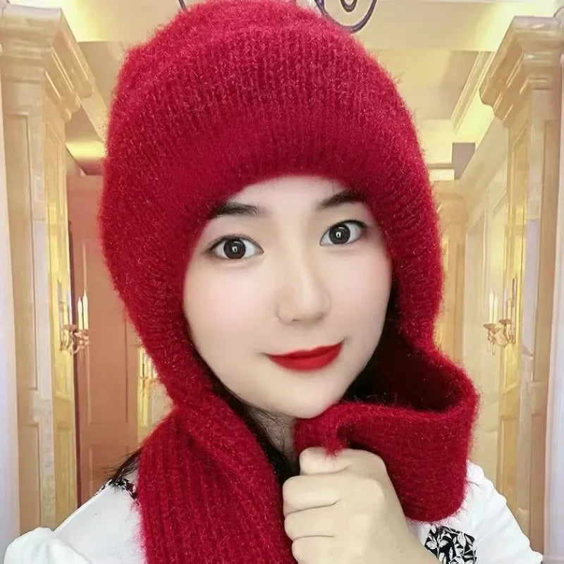 Fashion Winter Women Windproof Hat and Scarf in