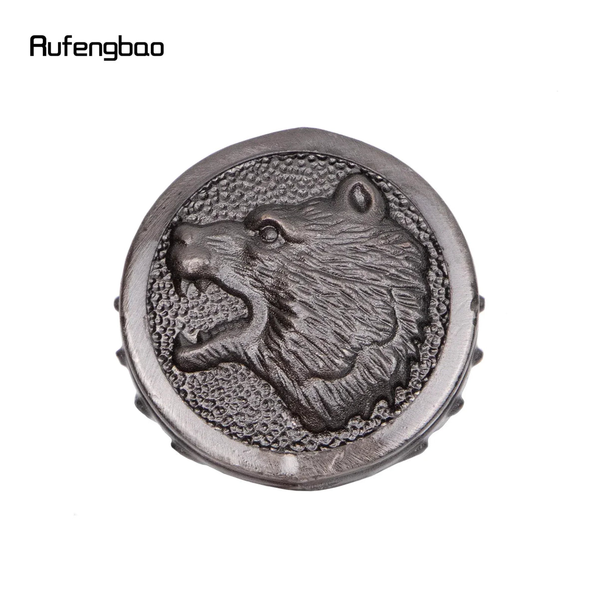 Silver Roaring Bear Head Flower Walking Stick with