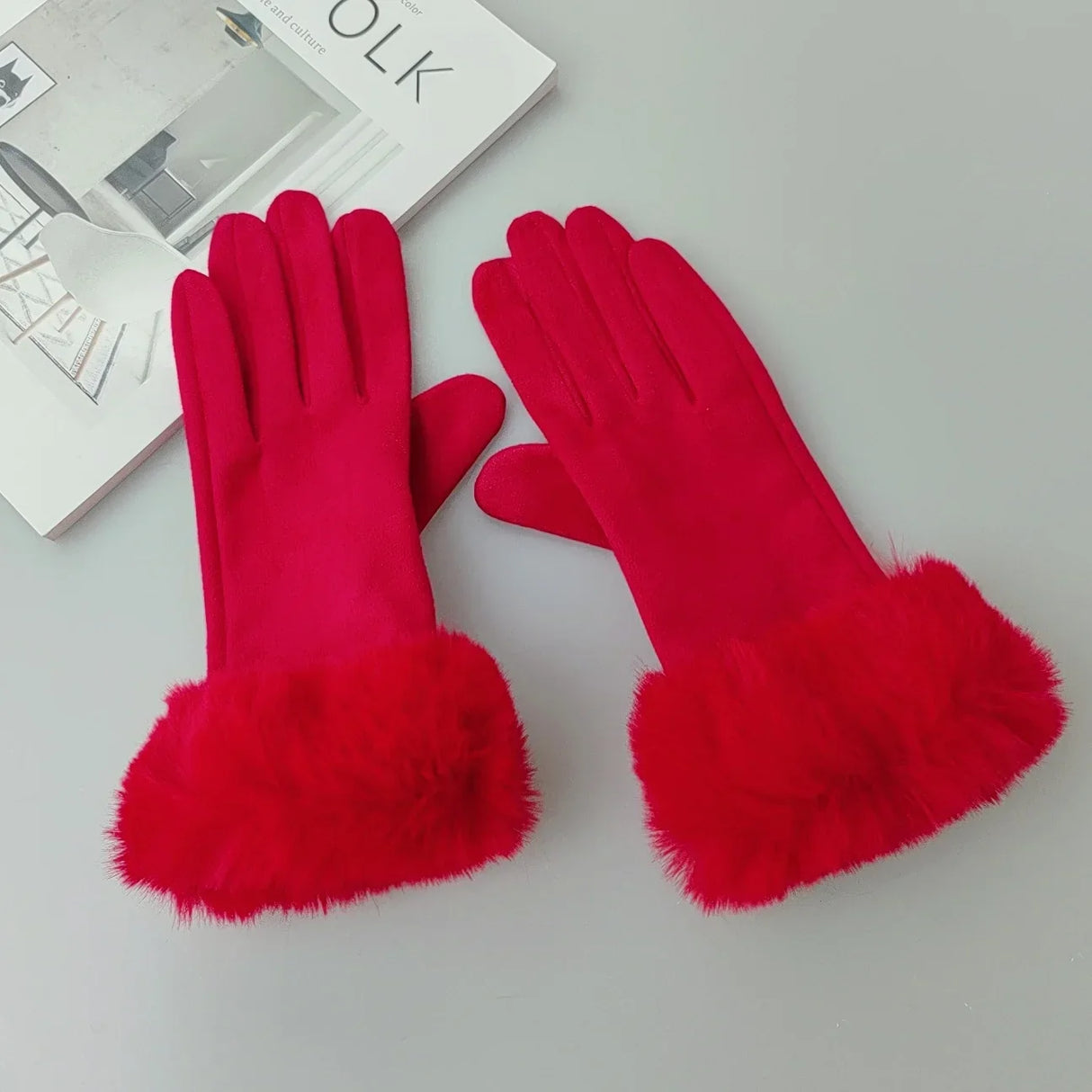 Korean Suede Leather Sports Cycling Warm Gloves Women's