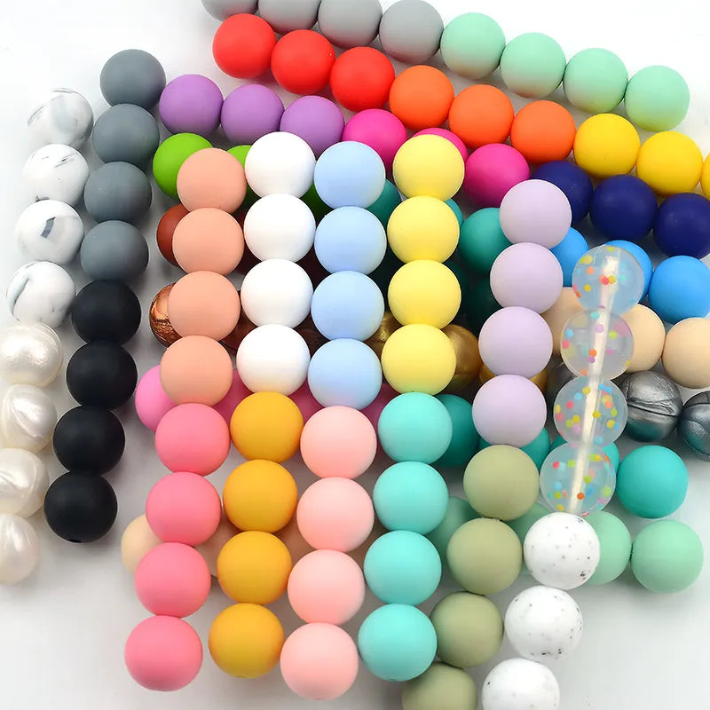 15mm 100pcs Round Silicone Beads Teether Baby Nursing