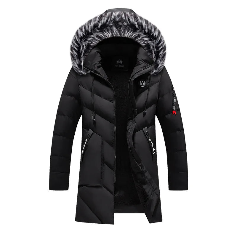 Men's Thick Fleece Winter Jacket Fashion Fur Hooded