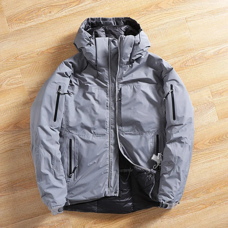 Thickened Men's Down Jackets Hooded Windproof Outdoor Warmth