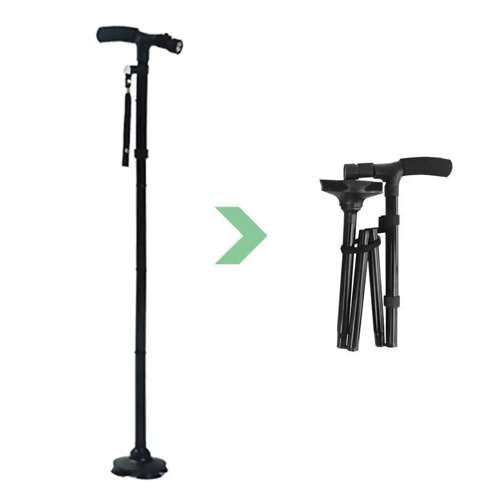 Foldable Telescopic Crutch With LED for Elderly Height