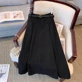 Plus-size women's black commuter skirt professional professional double