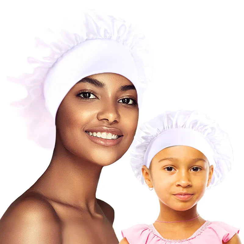 2PCS Mommy and Me set Elastic Band Satin