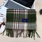 Men Scarf 100 Wool Plaid Warm Soft Muffler