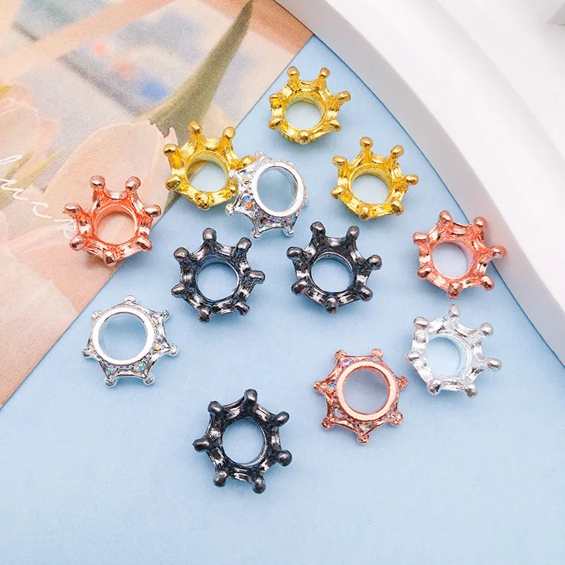10PCS 4 Colors Rhinestone Insert Big Hole Crown