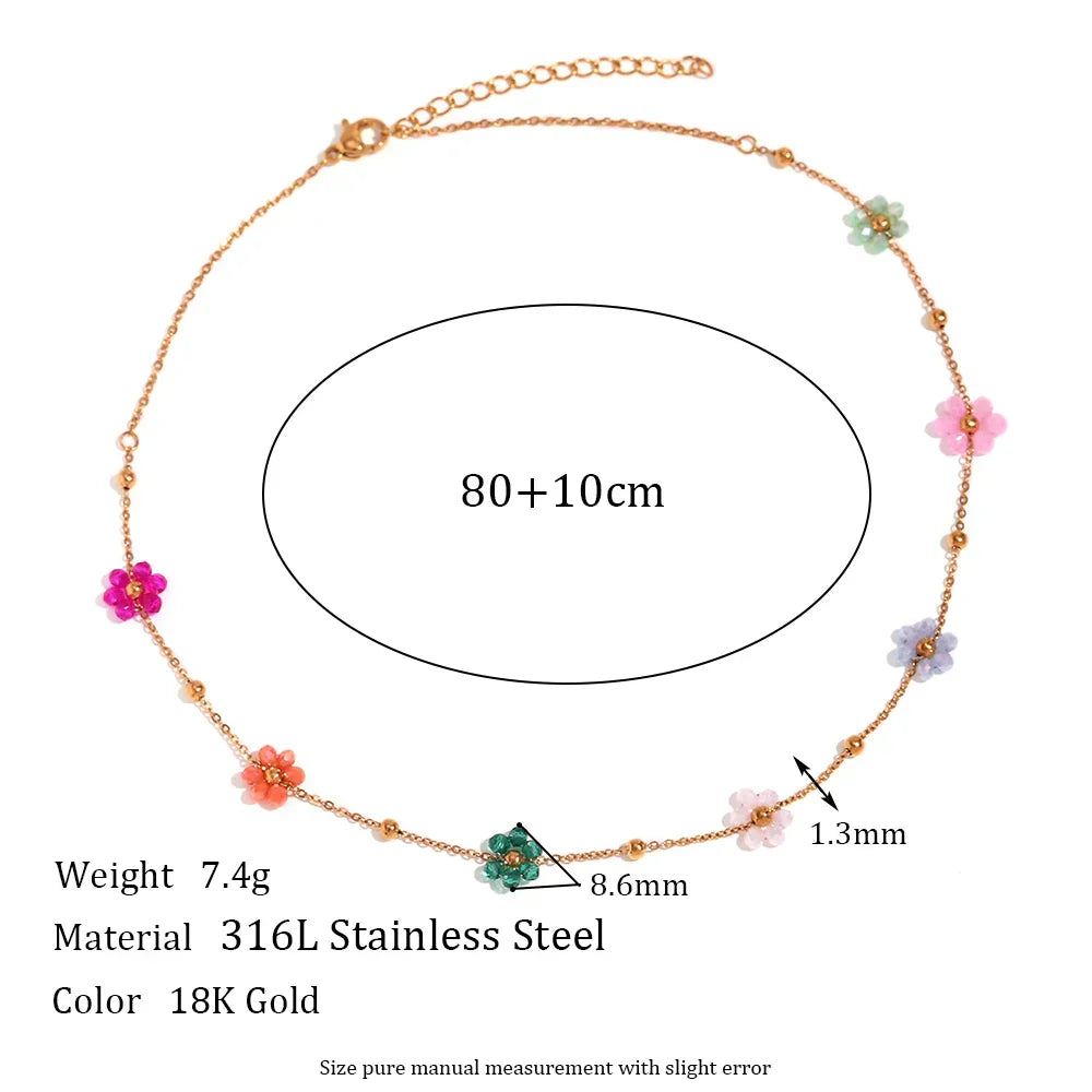 Handmade Colorful Beads Flower Charm Y2K Jewelry Set