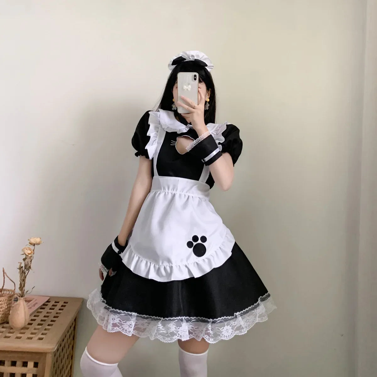 Sexy Black Cat Girl Women Fantasy French Maid