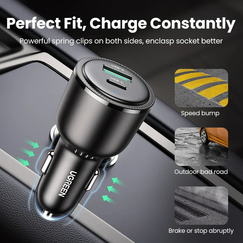 NEW in UGREEN 63W Car Charger PD QC