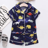 Toddler Girls Silk Satin Pajamas Sets Cartoon Kids