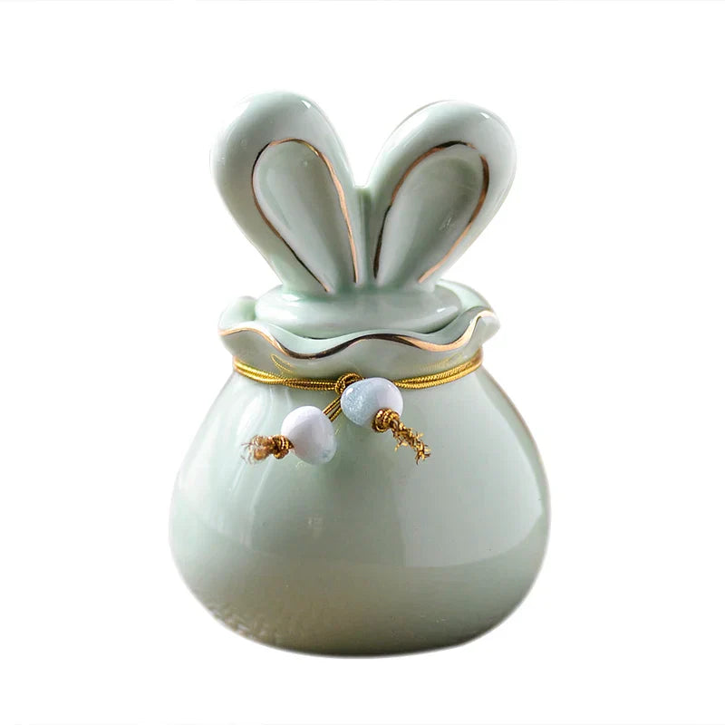 Ceramics Bunny Pet Urn Anforas for Human Ashes