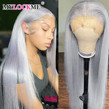 Silver Gray Lace Front Human Hair Wigs Transparent