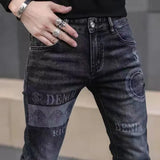 New Jeans Slim Streetwear 90s Hip Hop Skinny Graphic Designer Clothes Original Cowboy Casual Stretch Embroidery Trousers for Men