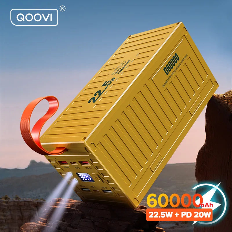 QOOVI 60000mAh Power Bank 22.5W PD QC 3.0