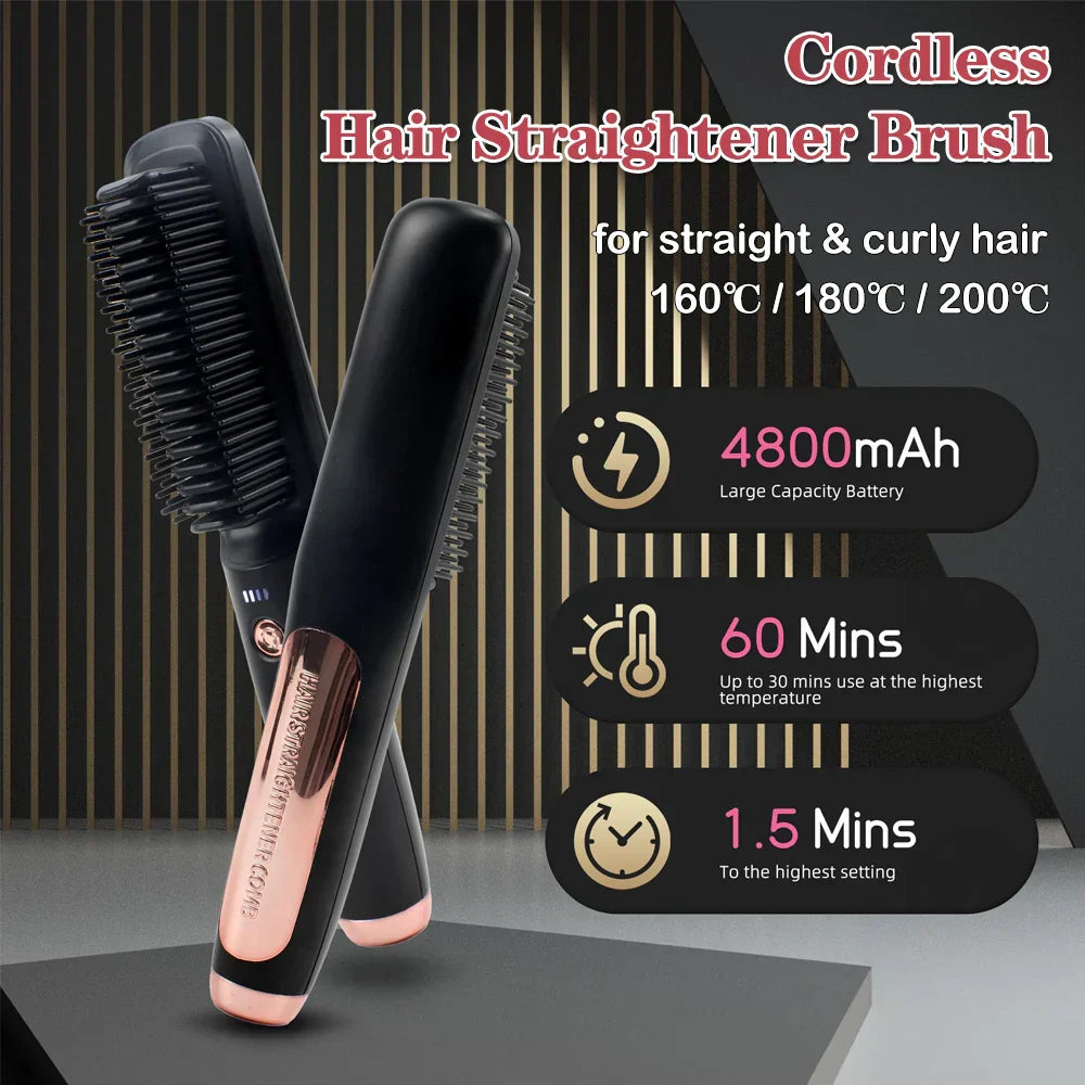 Electric Hair Brushes Multifunctional Cordless Hair Straightener Brush