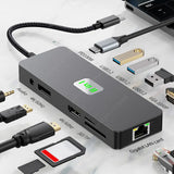 12-in-1 Type-C USB 3.2 Hub VGA Three Screen