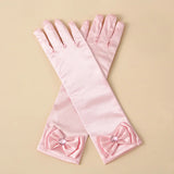 1 Pair Bow Satin Gloves for Kids - Stage Dance & Wedding Accessories