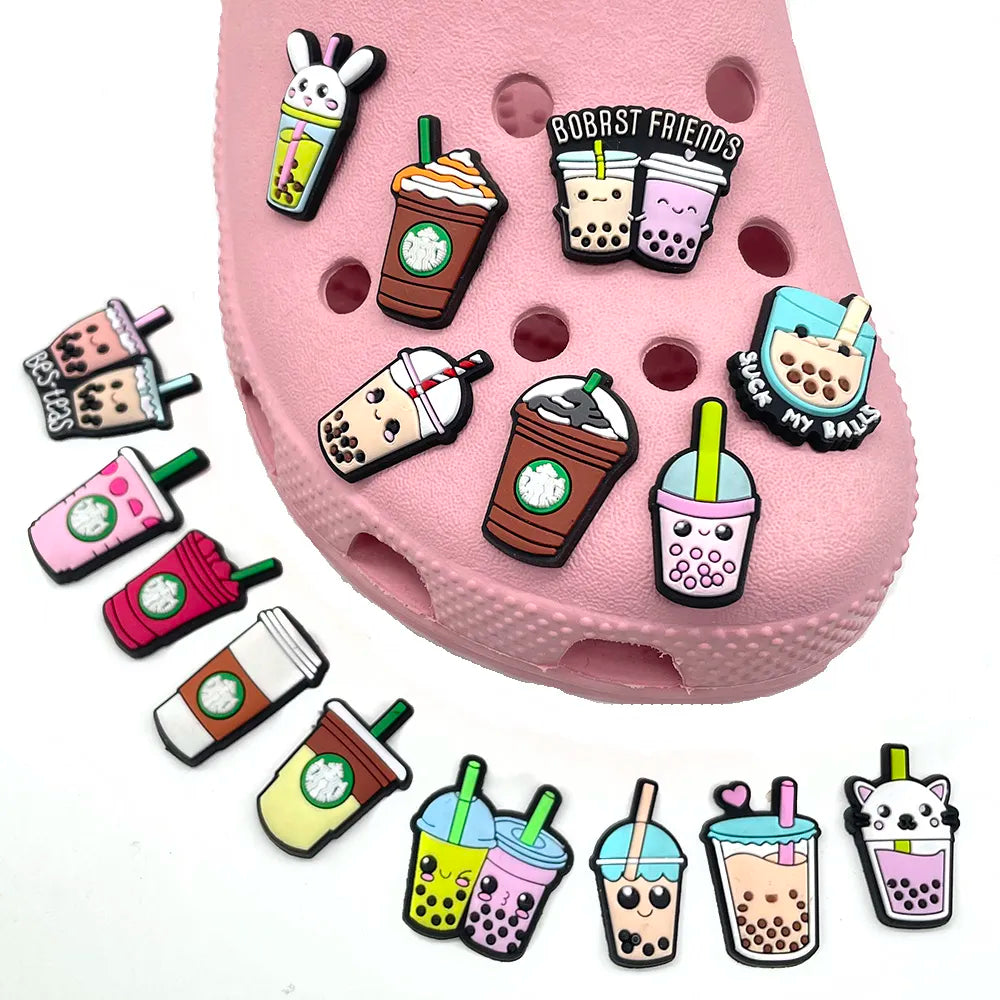 16Piece set Shoe Charms cute Exquisite Milk Tea