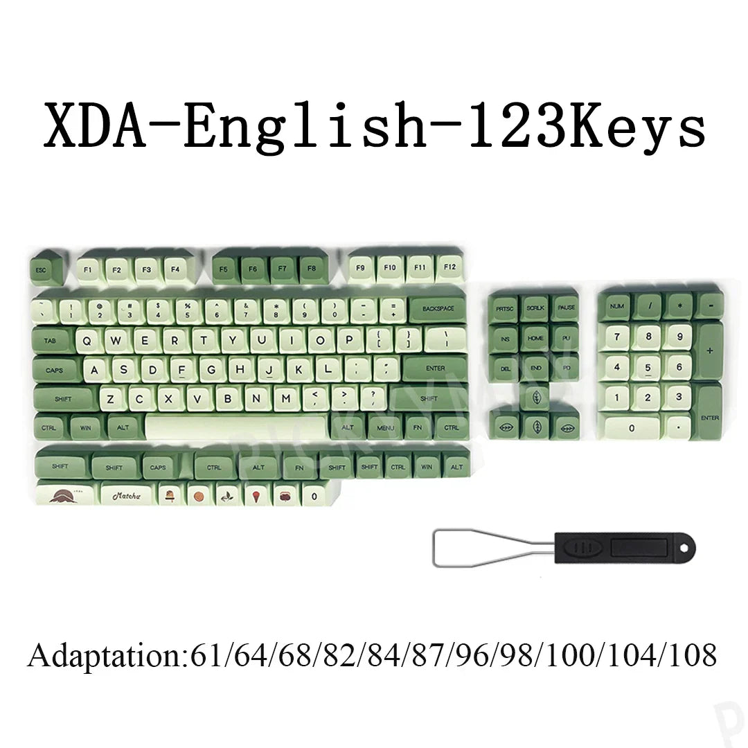 123 Keys PBT Keycap Matcha Green Replaceable DYE-SUB