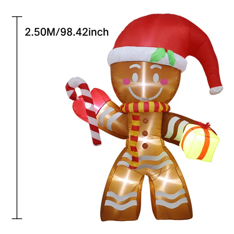 2.5M Inflatable Christmas Decorations Giant Gingerbread Man Xmas