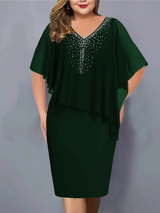 Plus Size Summer Fashion Chiffon Hot Diamond Dress