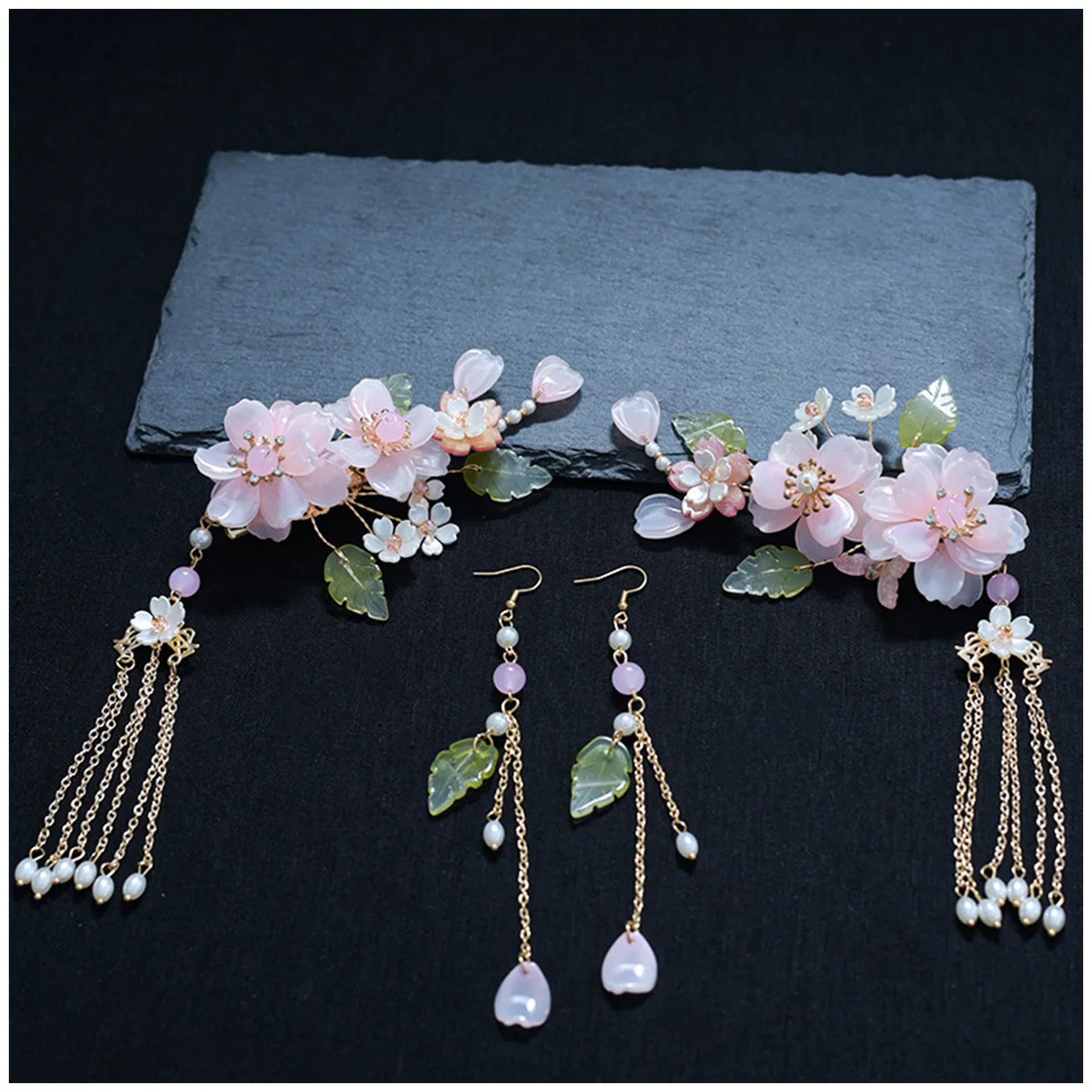 Chinese Hanfu Hair Accessories Set Long Fringed Vintage