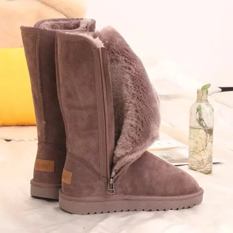 Women Suede Leather Warm Snow Boots 2022 Winter