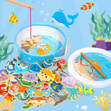 Wooden Magnetic Fishing Toys Baby Cartoon Marine Life