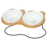 New High-end Pet Bowl Bamboo Shelf Ceramic Feeding