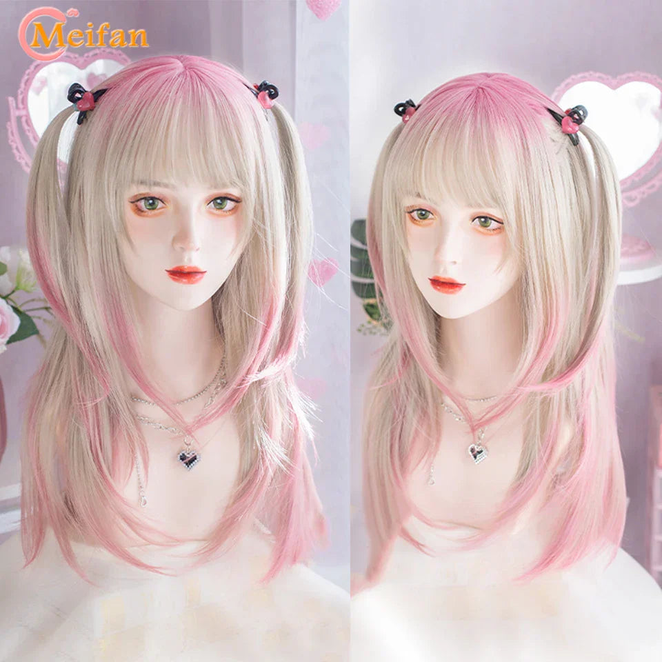 MEIFAN Long Lolita Ombre Harajuku Wig With Bang