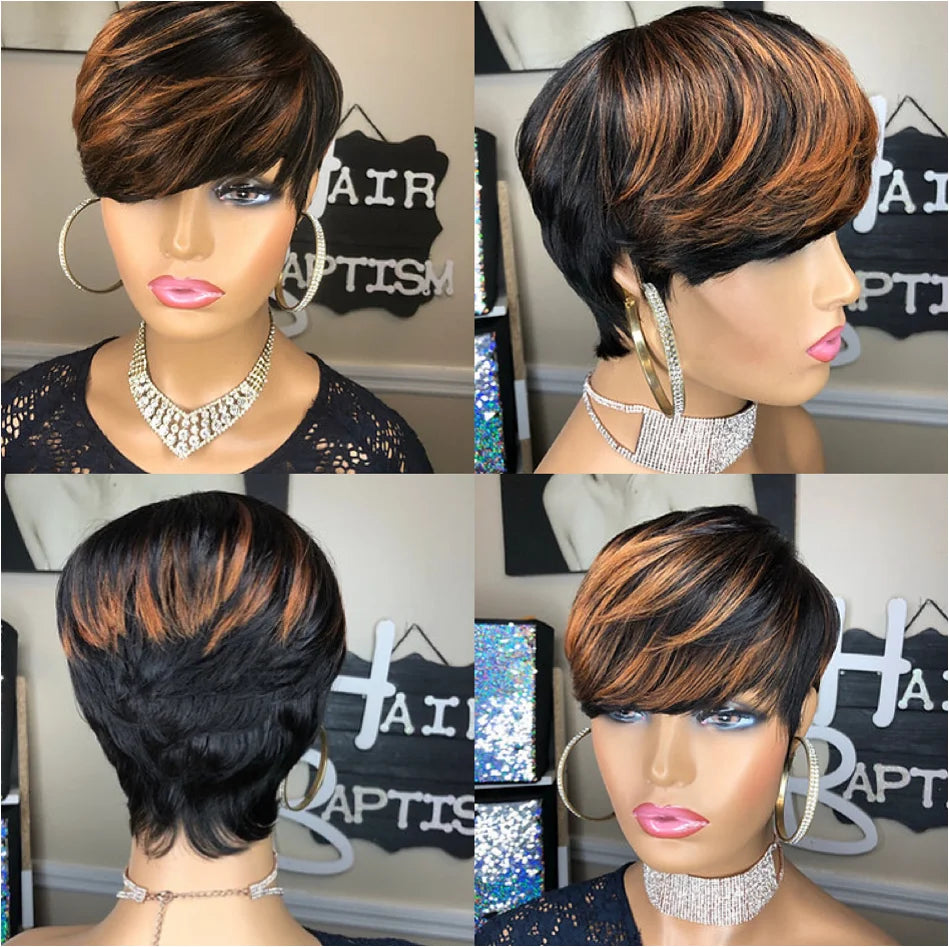 WIGERA Highlight Synthetic Pixie Cut Wigs Short Hairstyles