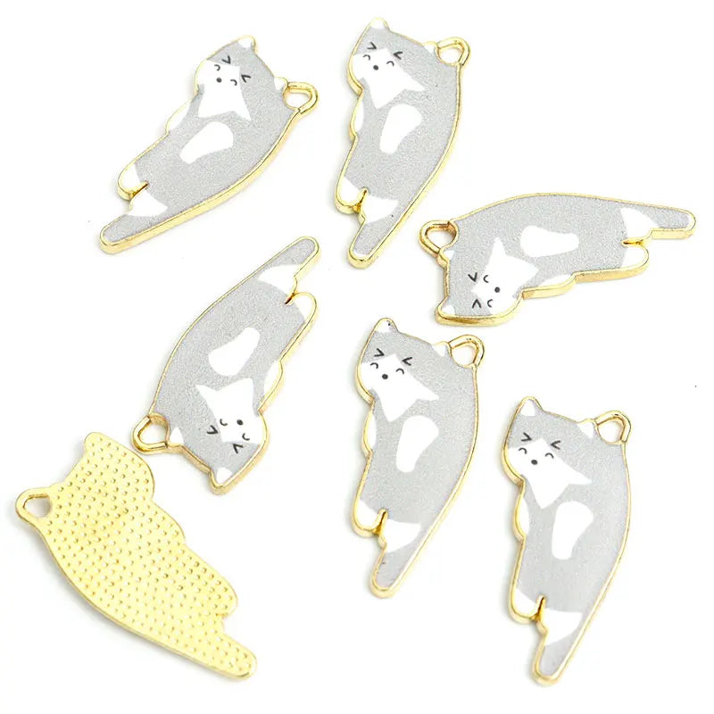 10pcs Kawaii Pet Kitten Enamel Charms for DIY