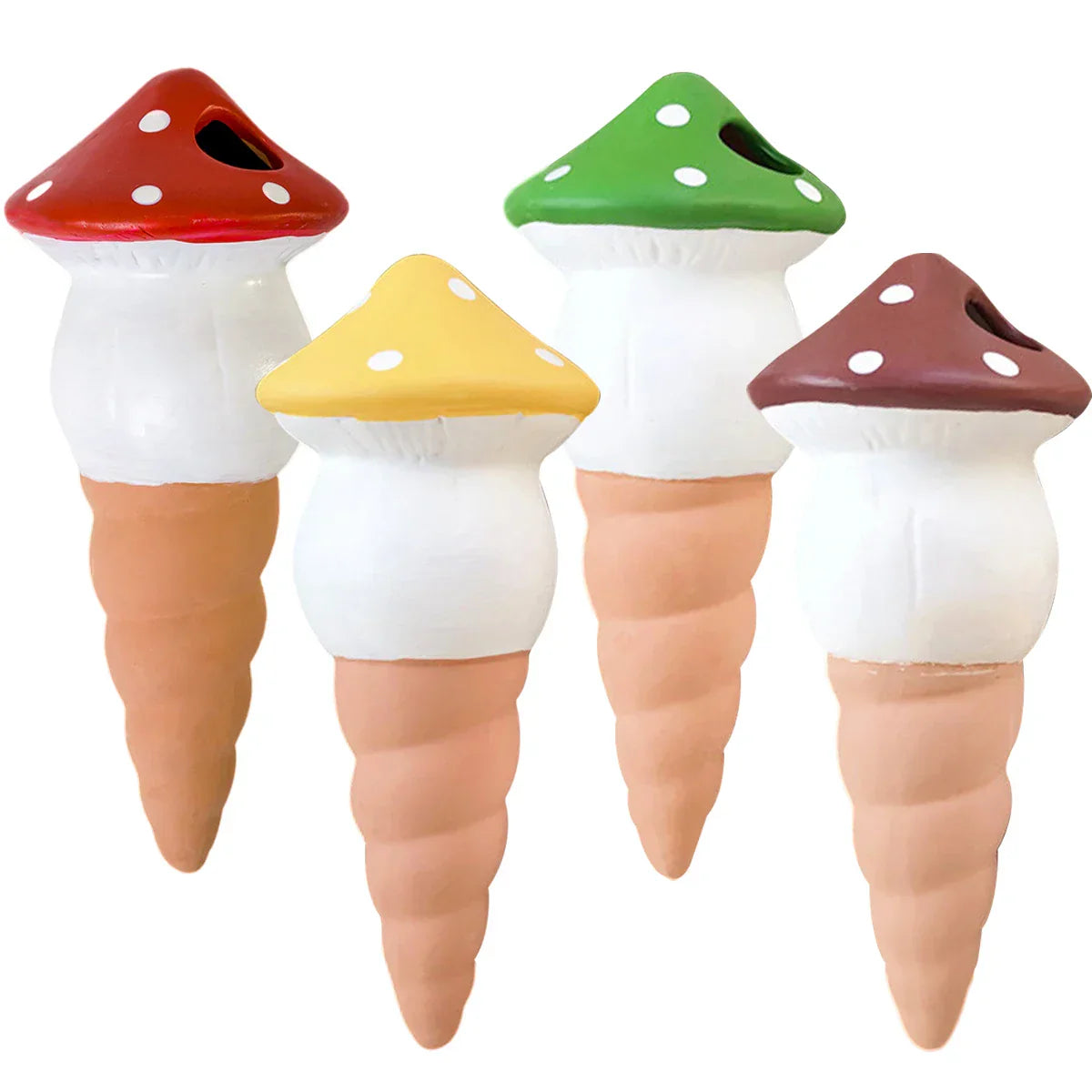 4Pcs SelfWatering Mushroom Spikes Portable Automatic Terracotta Globe