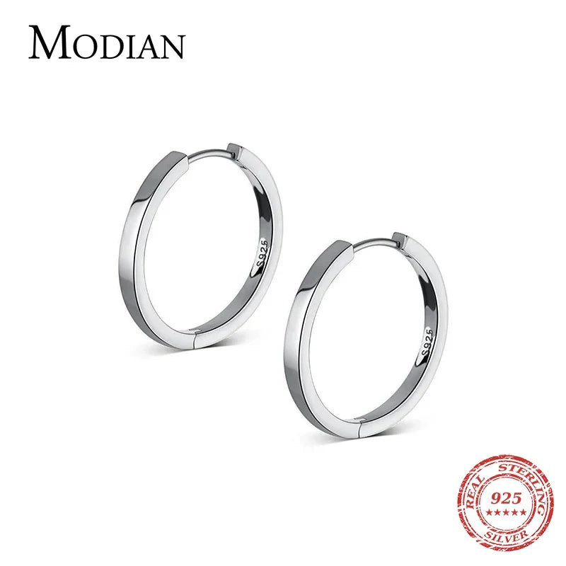 Modian Solid 925 Sterling Silver 2CM Smooth Minimalist