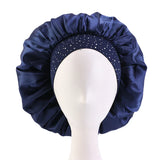 New Women Rhinestone Satin Silky Bonnet Elastic Band