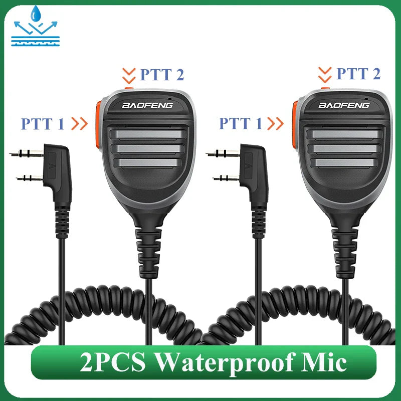 2PCS Baofeng Walkie Talkie Speaker Mic Waterproof PTT