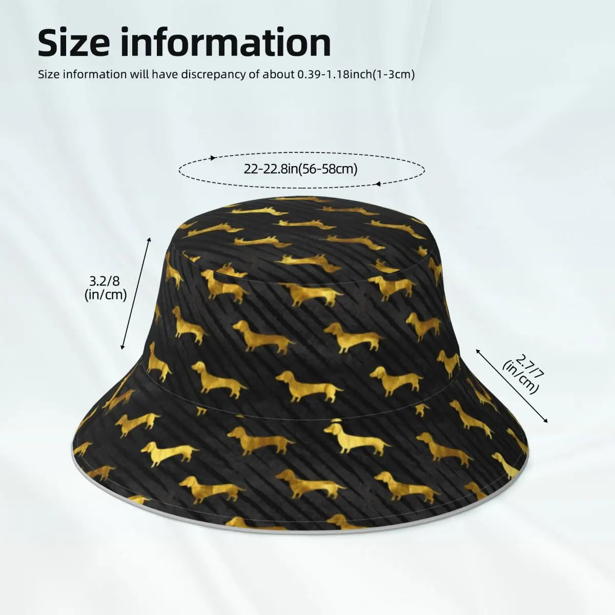 Dachshund Bucket Hat Black and Gold Dog Hawaii