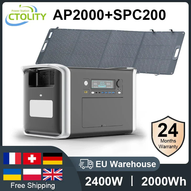 Camping Solar Generator Portable Power Station 2400W 1800W