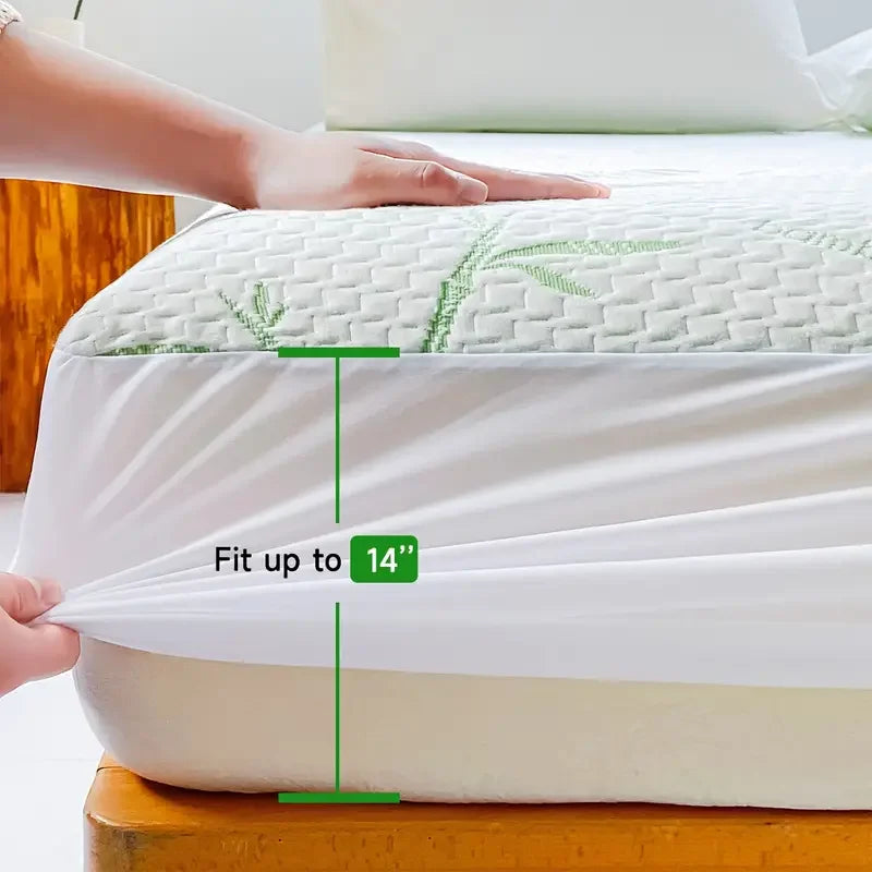 1pc Waterproof Bamboo Mattress Cover (Without Pillowcase), Cooling