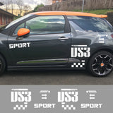 8PCS Racing Vinyl Decals for Citroen DS3