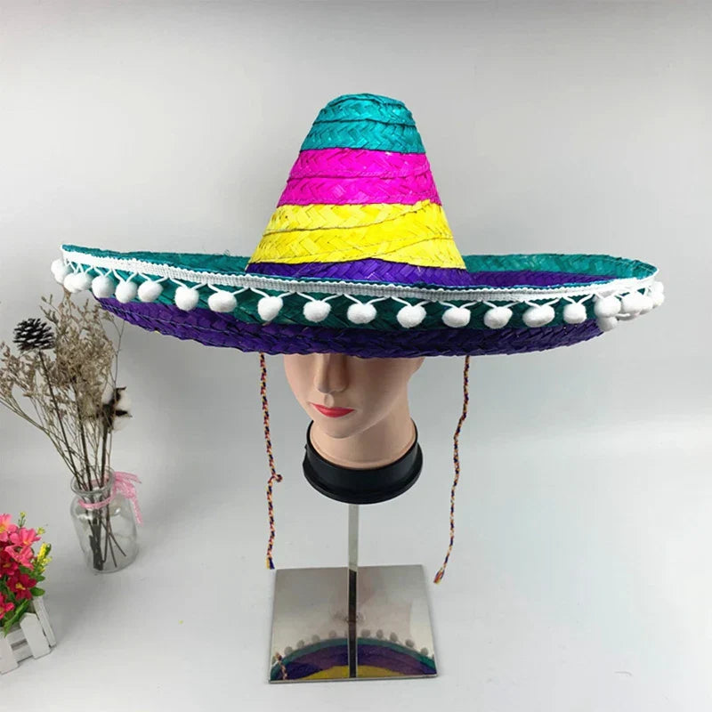 Colorful Straw Hats Mexican Style Outdoor Sun Protection