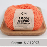 QJH 10PCS 100% Organic Cotton Yarn Pure/Mixed Color