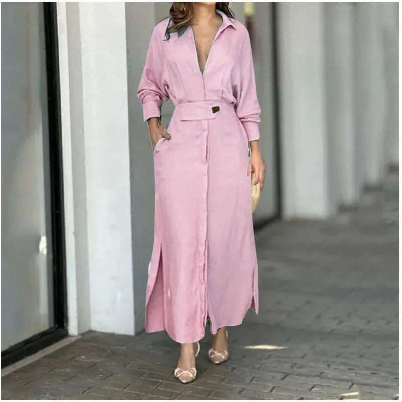 2023 Autumn Plus Size Women Dress Solid Casual