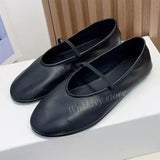 2023 New Genuine Leather Ballerina Flat Loafers Women