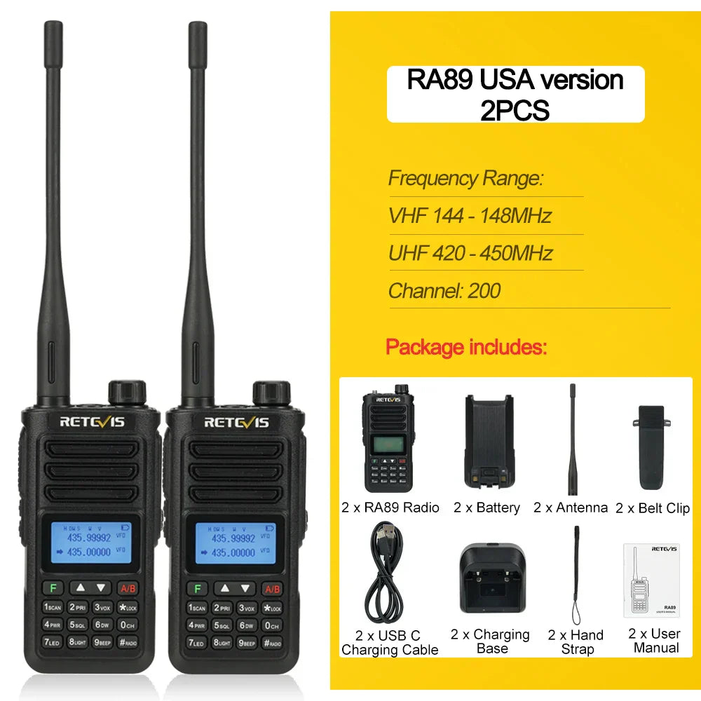Retevis RA89 Walkie Talkie USB C Charge IP68