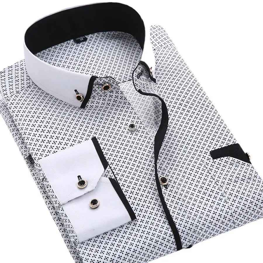 White Big Size 5XL Men Dress Shirt 2024